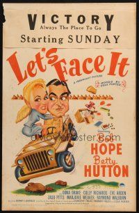 8m305 LET'S FACE IT WC '43 cool art of Bob Hope & Betty Hutton in jeep, songs by Cole Porter!