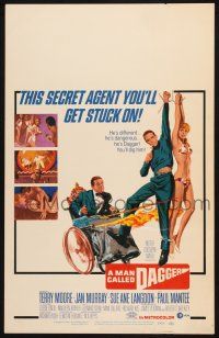 8m324 MAN CALLED DAGGER WC '67 Terry Moore, Paul Mantee, great art of guy in wheelchair with guns!