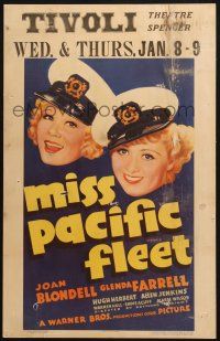 8m338 MISS PACIFIC FLEET WC '35 art of pretty Joan Blondell & Glenda Farrell in captain's hats!