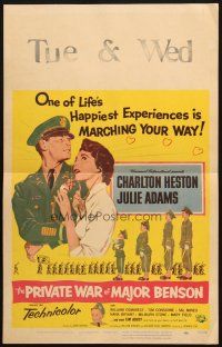 8m366 PRIVATE WAR OF MAJOR BENSON WC '55 art of officer Charlton Heston & pretty Julie Adams!