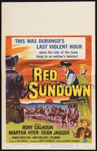 8m376 RED SUNDOWN WC '56 great western art of Rory Calhoun, Martha Hyer & Dean Jagger!