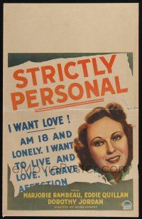 8m427 STRICTLY PERSONAL WC '33 Marjorie Rambeau is 18, lonely, and wants love & craves affection!