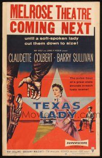 8m443 TEXAS LADY WC '55 they were giants until soft-spoken Claudette Colbert cut them down to size!