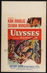 8m454 ULYSSES WC '55 cool art of Kirk Douglas & sexy Silvana Mangano!