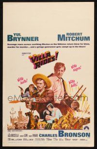 8m457 VILLA RIDES WC '68 art of Yul Brynner as Pancho & Robert Mitchum, Sam Peckinpah