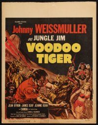8m460 VOODOO TIGER WC '52 great art of Johnny Weissmuller as Jungle Jim vs lion & tiger!
