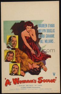 8m466 WOMAN'S SECRET WC '49 Maureen O'Hara w/gun in Nicholas Ray/Herman J. Mankiewicz noir!