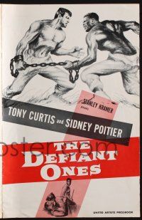 8m075 DEFIANT ONES pressbook '58 art of escaped cons Tony Curtis & Sidney Poitier chained together!