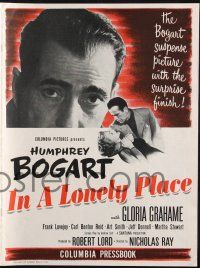 8m086 IN A LONELY PLACE pressbook '50 screenwriter Humphrey Bogart, Gloria Grahame, Nicholas Ray!