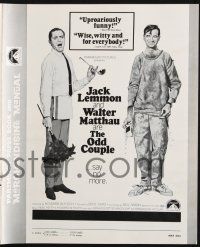 8m099 ODD COUPLE pressbook '68 McGinnis art of best friends Walter Matthau & Jack Lemmon!