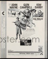 8m113 TRUE GRIT pressbook '69 John Wayne as Rooster Cogburn, Kim Darby, Glen Campbell