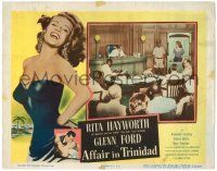 8p290 AFFAIR IN TRINIDAD LC '52 image of sexy Rita Hayworth on stand in courtroom!