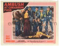 8p295 AMBUSH AT CIMARRON PASS LC #3 '58 Clint Eastwood, Scott Brady & soldiers w/dead body!