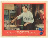 8p306 APARTMENT LC #6 '60 Jack Lemmon rinsing spaghetti with tennis racket for Shirley MacLaine!