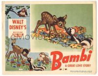 8p322 BAMBI LC R46 Walt Disney cartoon deer classic, great art with & Flower!