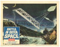 8p328 BATTLE IN OUTER SPACE LC #7 '60 Uchu Daisenso, Toho, space declares war on Earth, fx scene!