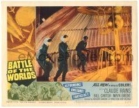 8p329 BATTLE OF THE WORLDS LC #8 '63 cool sci-fi, image of astronauts in flying saucer!