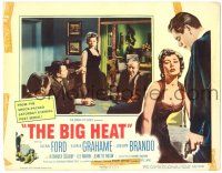 8p339 BIG HEAT LC '53 Lee Marvin playing cards grabs sexy Gloria Grahame, Fritz Lang noir!