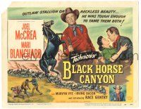 8p026 BLACK HORSE CANYON TC '54 Joel McCrea, Mari Blanchard, art of the outlaw stallion!