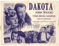 8p046 DAKOTA TC R50s John Wayne & pretty Vera Ralston in a romantic spectacle of the West!