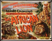 8s015 AFRICAN LION 1/2sh '55 Walt Disney jungle safari documentary, cool wildlife animal artwork!