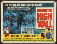 8s050 BEHIND THE HIGH WALL 1/2sh '56 Tully, smoking Sylvia Sidney, cool big house prison break art