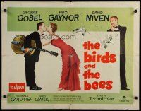 8s063 BIRDS & THE BEES 1/2sh '56 wacky art of George Gobel, Mitzi Gaynor, & David Niven!