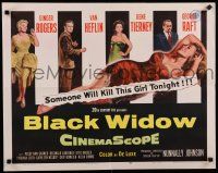 8s066 BLACK WIDOW 1/2sh '54 Ginger Rogers, Gene Tierney, Van Heflin, George Raft, sexy art!