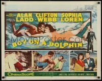8s080 BOY ON A DOLPHIN 1/2sh '57 art of Alan Ladd & sexiest Sophia Loren swimming underwater!