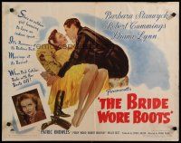 8s084 BRIDE WORE BOOTS style B 1/2sh '46 romantic art of Barbara Stanwyck & Robert Cummings!