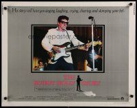 8s088 BUDDY HOLLY STORY 1/2sh '78 great image of Gary Busey performing on stage with guitar!