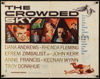 8s121 CROWDED SKY 1/2sh '60 Dana Andrews, Rhonda Fleming, airplane disaster thriller!