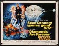 8s134 DIAMONDS ARE FOREVER 1/2sh '71 art of Sean Connery as James Bond by Robert McGinnis!
