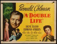 8s141 DOUBLE LIFE 1/2sh '47 film noir, Ronald Colman, Signe Hasso & pretty Shelley Winters!