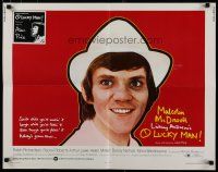 8s295 O LUCKY MAN 1/2sh '73 great image of Malcolm McDowell, directed by Lindsay Anderson!