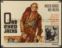 8s298 ONE EYED JACKS 1/2sh '61 great artwork of star & director Marlon Brando w/gun & bandolier!