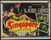 8s358 SINGAPORE style A 1/2sh '47 art of sexy full-length Ava Gardner + sailor Fred MacMurray!