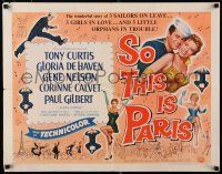 8s367 SO THIS IS PARIS style A 1/2sh '54 Tony Curtis is on leave and in love w/Gloria DeHaven!