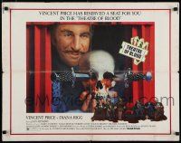8s390 THEATRE OF BLOOD 1/2sh '73 great art of Vincent Price holding bloody skull w/dead audience!