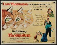 8s394 THREE LIVES OF THOMASINA 1/2sh '64 Walt Disney, great art of winking & smiling cat!