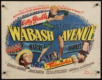 8s419 WABASH AVENUE 1/2sh '50 Betty Grable & Victor Mature, cool musical artwork!