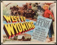 8s422 WEST OF WYOMING style A 1/2sh '50 great image of cowboy Johnny Mack Brown + cool wagon train!