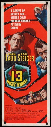 8s437 13 WEST STREET insert '62 Alan Ladd, Rod Steiger, cold menace lurked at every door!