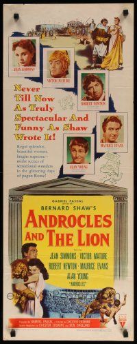 8s452 ANDROCLES & THE LION insert '52 Victor Mature, beautiful Jean Simmons, cool art of lion!