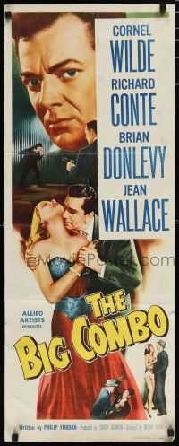 8s472 BIG COMBO insert '55 art of Cornel Wilde & sexy Jean Wallace, classic film noir!
