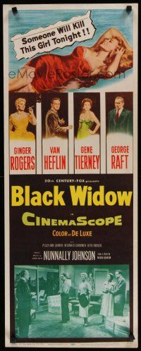 8s480 BLACK WIDOW insert '54 Ginger Rogers, Gene Tierney, Van Heflin, George Raft, sexy art!