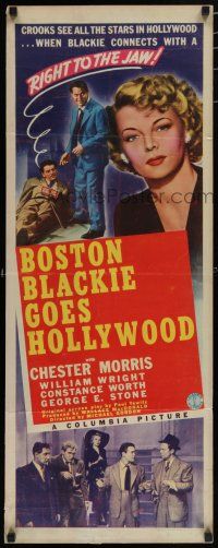 8s487 BOSTON BLACKIE GOES HOLLYWOOD insert '42 tough detective Chester Morris, Constance Worth!