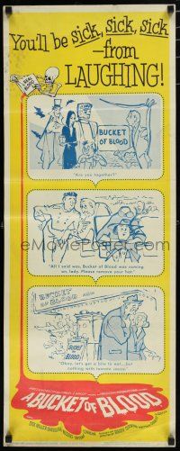8s493 BUCKET OF BLOOD insert '59 Roger Corman, AIP, great comic cartoon monster art!