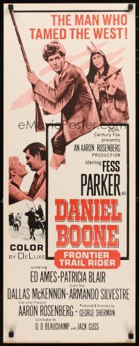 8s516 DANIEL BOONE FRONTIER TRAIL RIDER insert '66 pioneer Fess Parker in coonskin hat!