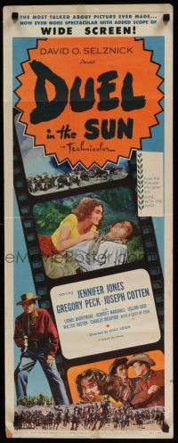 8s541 DUEL IN THE SUN insert R54 Jennifer Jones, Gregory Peck & Joseph Cotten in King Vidor epic!